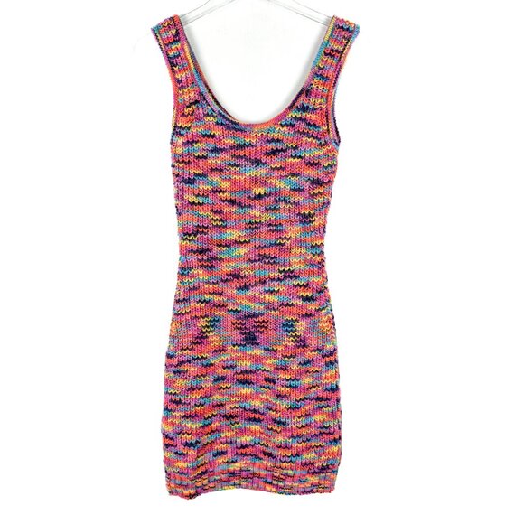 STAUD Gardenia Melange Mini Tank Dress in Pink Multi Sweater Size Medium M EUC - Picture 7 of 13